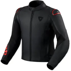 Revit Quadratic, Lederjacke perforiert - Schwarz/Neon-Rot - 52