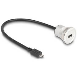 Delock USB-Kabel USB 2.0 USB-B Stecker, USB-B Buchse 0.30 m Schwarz, Silber Rund 88184
