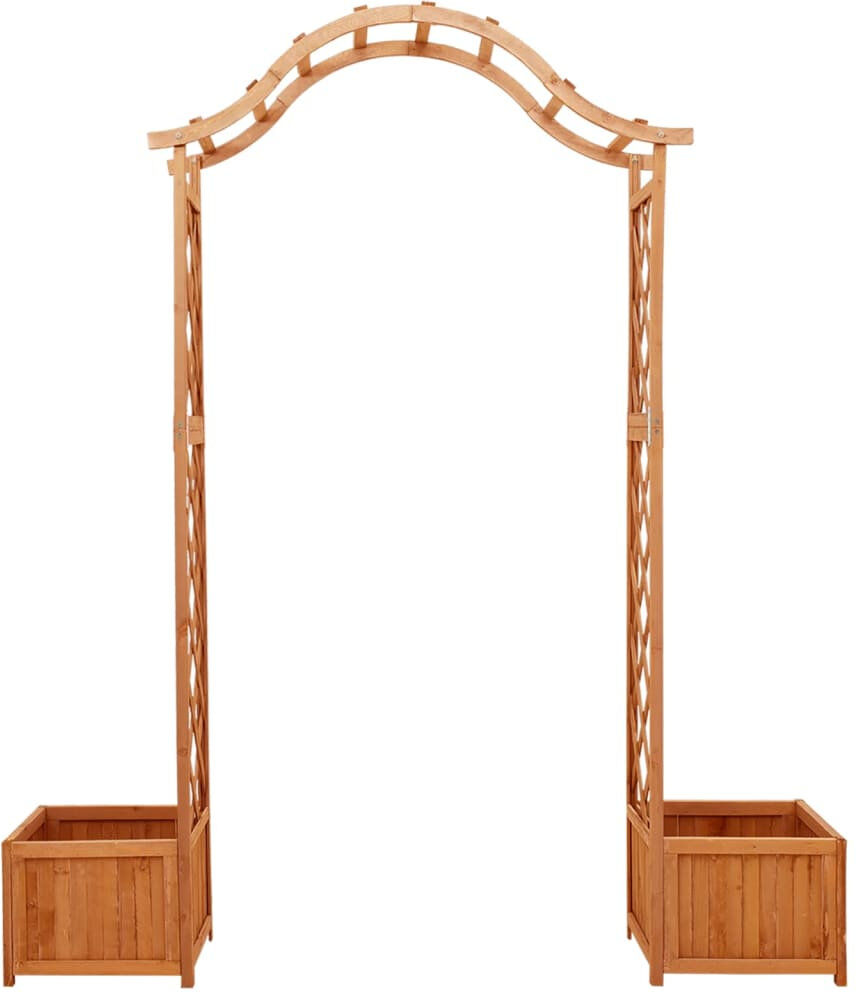 Marlow Home Co. Garden Pergola With Planter Solid Fir Wood Brown 204cm H X 175cm W X 40cm D