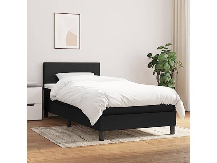 RJPLMFV Lattenrost, 90 x 200 cm, mit Matratze, Schwarz Verstellbarer Kopf, Taschenfedern, mittlere Unterstützung, atmungsaktiver Stoff