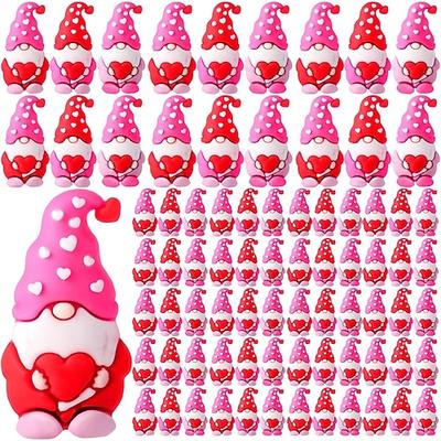 30 Stück Mini-Gnome-Figuren zum Valentinstag, winzige Gnome-Figuren als Geschenk, kleine Gnome zum Verstecken, Gummi-Gnome-Statuen für die Valentinsparty (3 Farben)