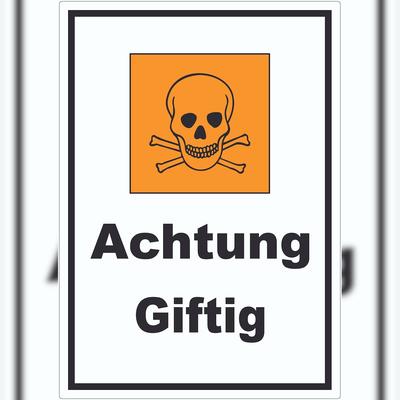 HB-Druck Aufkleber Gefahrensymbol Achtung giftig Totenkopf A4 (210x297mm)