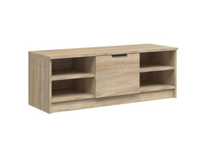 hliofuir TV-Schrank Lowboard Sonoma-Eiche 102x35,5x36,5 cm Praktisches Medienmöbel fürs Wohnzimmer mit offenen Fächern für Konsolen, Receiver und Dekoration auf kompakter Stellfläche.