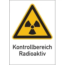 König Werbeanlagen Warnschild Strahlenschutz Kontrollbereich Radioaktiv (WS 110) - 210x297x0.45 mm Aluminium geprägt