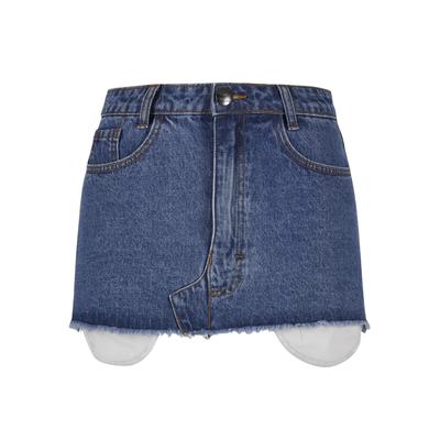 Sommerrock VON DUTCH "Von Dutch PAM SKIRTS", Damen, Gr. S, blau (denim), 100% Baumwolle, normal, Röcke