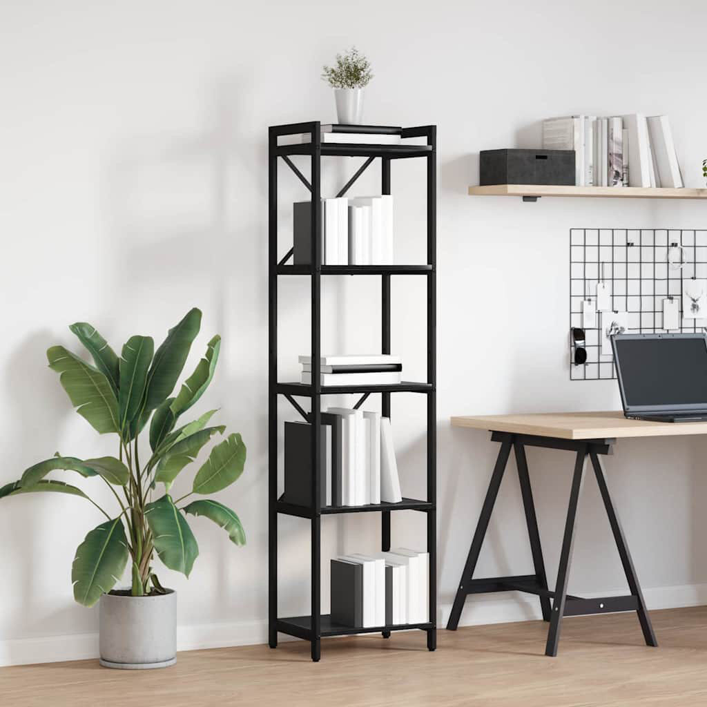 Borough Wharf Steel Bookcase Black (5 Shelves) 153cm H x 40cm W x 30cm D