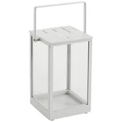 Windlicht Belfort aus Aluminium und Glas, modern, Weiß, quadratisch, 27x27x43 cm