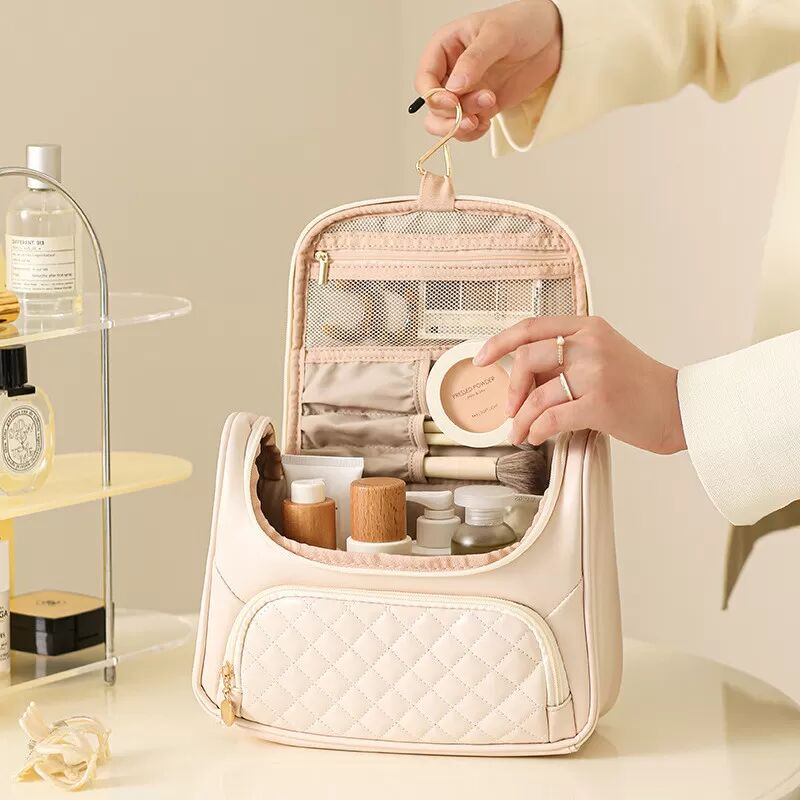 INF Grande trousse de toilette pour femmes, trousse de maquillage de voyage Blanc