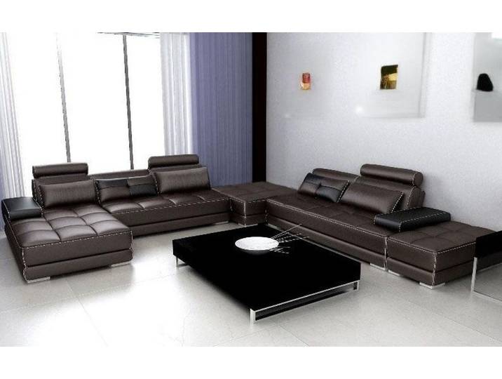 JVmoebel Wohnlandschaft Ecksofa mit USB-Anschluss in Braun – Ledercouch Wohnlandschaft, Made in Europa