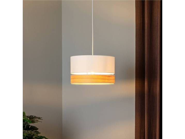 Hängeleuchte Levo Duolla, dimmbar, weiß / opal, für Wohn- / Esszimmer, Textil / Stoff / Seide