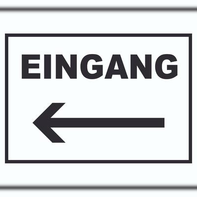 HB-Druck Eingang Pfeil links Schild A4 (210x297mm)