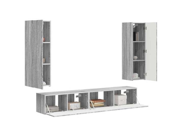 ARMOIRE TV - Ensemble meuble TV 3 pc Gris Sonoma - Bois d'ingénierie - Assemblage requis（7066）