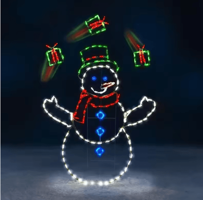 Inspire Picks Animated LED Snowman Ornament With Glitter Festive Outdoor Christmas Decor snowman