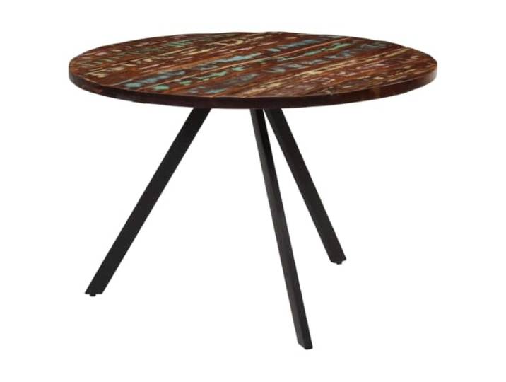 Tmriohed Esstisch Rund 110x75 cm Massivholz Altholz Vintage Küchentisch Handgefertigtes Unikat für Esszimmer oder Küche, buntes Recyclingholz mit standfestem Eisenrahmen.