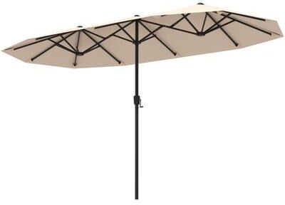 Costway 13 FT Large Patio Umbrella Outdoor Double-Sided Table Market Umbrella with Crank Handle-Beige