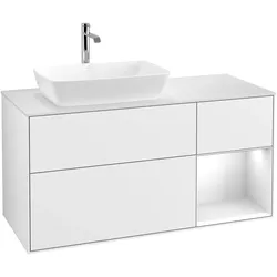 Villeroy & Boch Waschbeckenunterschrank Finion G81, Glossy White Lacquer, 1200x603x501mm, mit Beleuchtung, SoftClosing, Push-to-open, 3 Auszüge