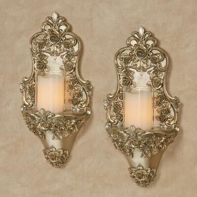 Touch of Class Victoria Rose Wall Sconce Pair Satin Gold, Pair, Satin Gold