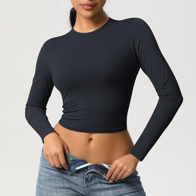 Daily Discovery Women's Yoga Top Long Sleeve Workout Shirt Breathable Moisture Wicking Activewear black l
