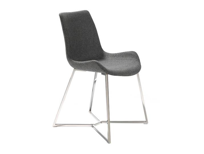 Angel Cerda Angel Cerdá Stuhl Modell 4009, dunkelgrauer Stoff, Anthrazit, Metall, Schima, Essen/Getränk, Füllung: Polyetherschaumkern,Polyetherschaumkern,Polyetherschaumkern, nicht einzeln stellbar,Freiform,Freiform, U-Form, 54x82x58 cm, Esszimmer, Stuhl