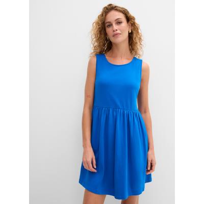 Shirtkleid BONPRIX, Damen, Gr. 48/50 (XL), N-Gr, ohne Ärmel, azurblau, Obermaterial: 100% Baumwolle, bequem, Kleider Shirtkleid, bequeme Passform, ohne Ärmel, mit Eingriffstaschen, aus Baumwolle