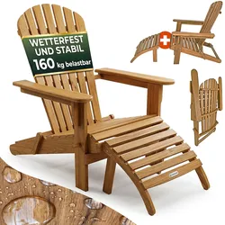 Casaria Sonnenstuhl Adirondack Fußstütze Widerstandsfähig