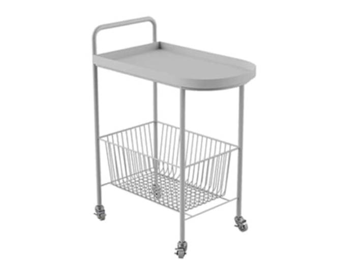 DFHetFH Rollwagen 2-stufiger Küchen-Aufbewahrungswagen Mit Rädern, Mobiler Rollwagen Aus Metall, Aufbewahrungswagen Für Zuhause Und Hotel Küchenwagen(White)