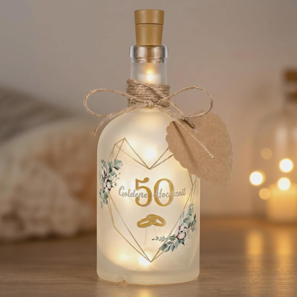 Decoratieve LED Flessenlicht met Tekst - Sfeervolle Fairy Lights voor Cadeaus