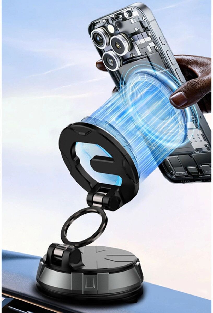 INF Magnetische Auto-Handyhalterung mit Vakuumsaugfuß, 720°-Drehung und universeller Smartphone-Kompatibilität