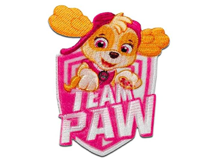 Lapjes Appliqués - Paw Patrol Team Paw Skye - overdrukplaatjes opzetstukken Applicaties opnaaien opstrijken Lap Patches, Maat: 5,7 x 7 cm
