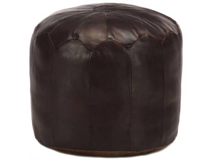HFXHIJXQ Pouf Dunkelbraun 40x35 cm - Handgefertigter Leder Sitzpouf Komfortabler Fußhocker aus echtem Ziegenleder für Wohnzimmer und Schlafzimmer im zeitlosen Vintage Design.