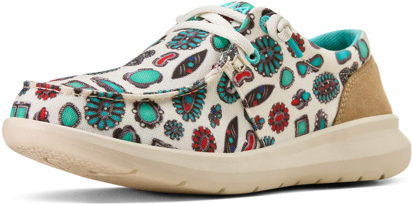 Women's Hilo Shoe Casual Shoes in Turquoise Jewelry Box Camel Suede, Size: 7.5 B / Medium by Ariat