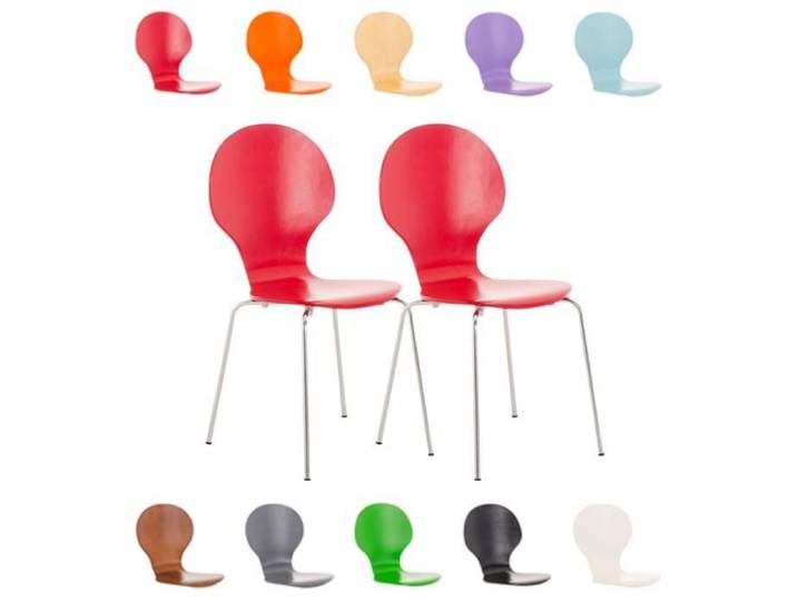 CLP Lot de 2 chaises empilables en bois Diego - Couleur:rouge