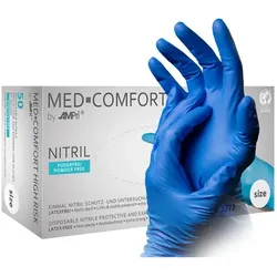 Chemikalienhandschuh Ampri Med Comfort High Risk blau M Gr. 8, Chemikalienschutzhandschuh, 50 Stück/Box