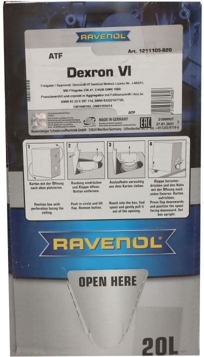 Getriebeöl RAVENOL 1211105 ATF DEXRON VI 20L