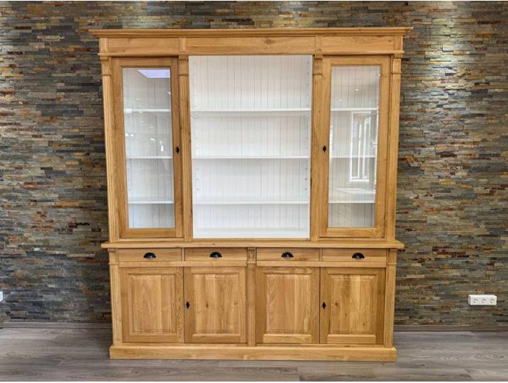 Wohnpalast Buffet Massive Eichenholz Glasvitrine – Zweifarbiges Design 240 cm
