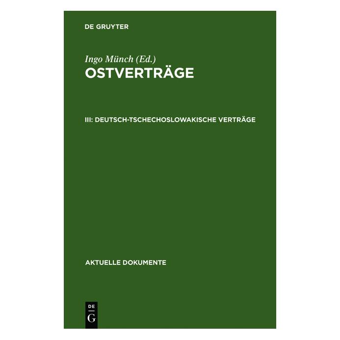 De Gruyter Deutsch-tschechoslowakische Verträge (Deutsch, Hardcover, Ingo Münch) (67760104)