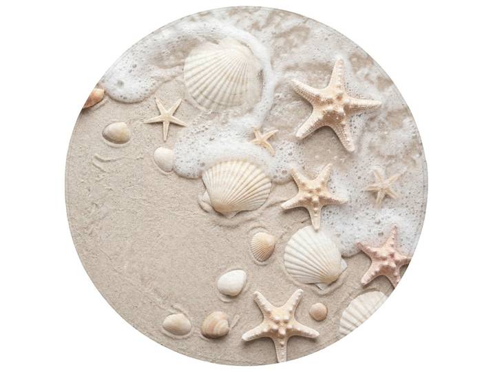 BADEMATTE Muscheln - Seesterne - Strand Badvorleger 70x70 cm