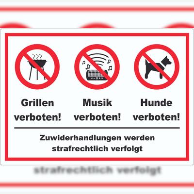 HB-Druck Grillen Musik Hund verboten Aufkleber A1 (594x841mm)