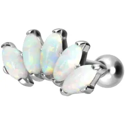 Titan Ohrpiercing mit Innengewinde BOGEN + SYNTHETISCHE OPALE