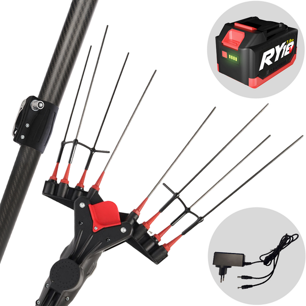 Castellari Vertigo Carbon XL 18V - Abbacchiatore a batteria al litio 18V 7.8Ah - Asta telescopica 280/410 cm