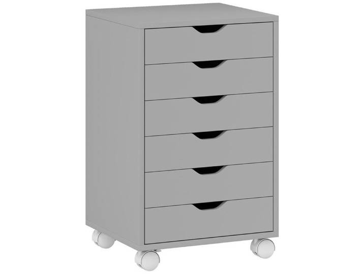 YWJ Armoire de bureau mobile à 6 tiroirs avec roulettes et glissières silencieuses pour bureau ou maison couleur grise
