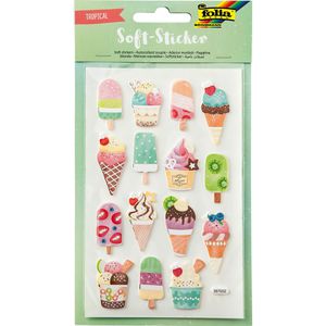 Folia Sticker 19301 Soft-Sticker Tropical, Eis- und Ananasmotive, 28 Aufkleber, 28 Stück