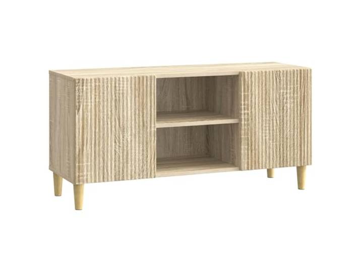 KGFHERENB TV-Lowboard Sonoma-Eiche 102x34,5x50cm Fernsehtisch Kompakter Medien-Schrank mit Schwenktüren und stabilen Beinen für Wohnzimmer und Schlafzimmer mit viel Stauraum.