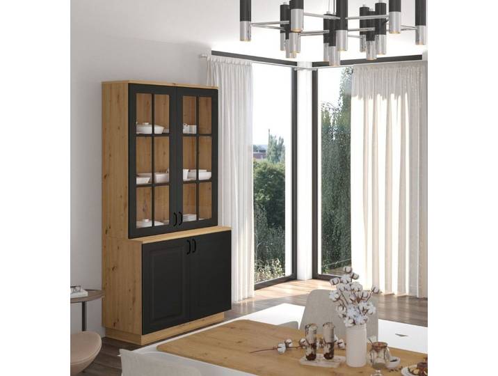 Küchen-Preisbombe Küchenbuffet Buffetküche Stilo 100 cm Esszimmer Landhaus Grau Eiche Buffet Küche