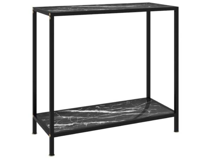 KPOUTRFG Konsolentisch Schwarz 80x35x75 cm Hartglas mit Ablageboden Gehärtetes Glas, pulverbeschichteter Stahl, pflegeleicht, Ablageboden für Stauraum, modernes Design