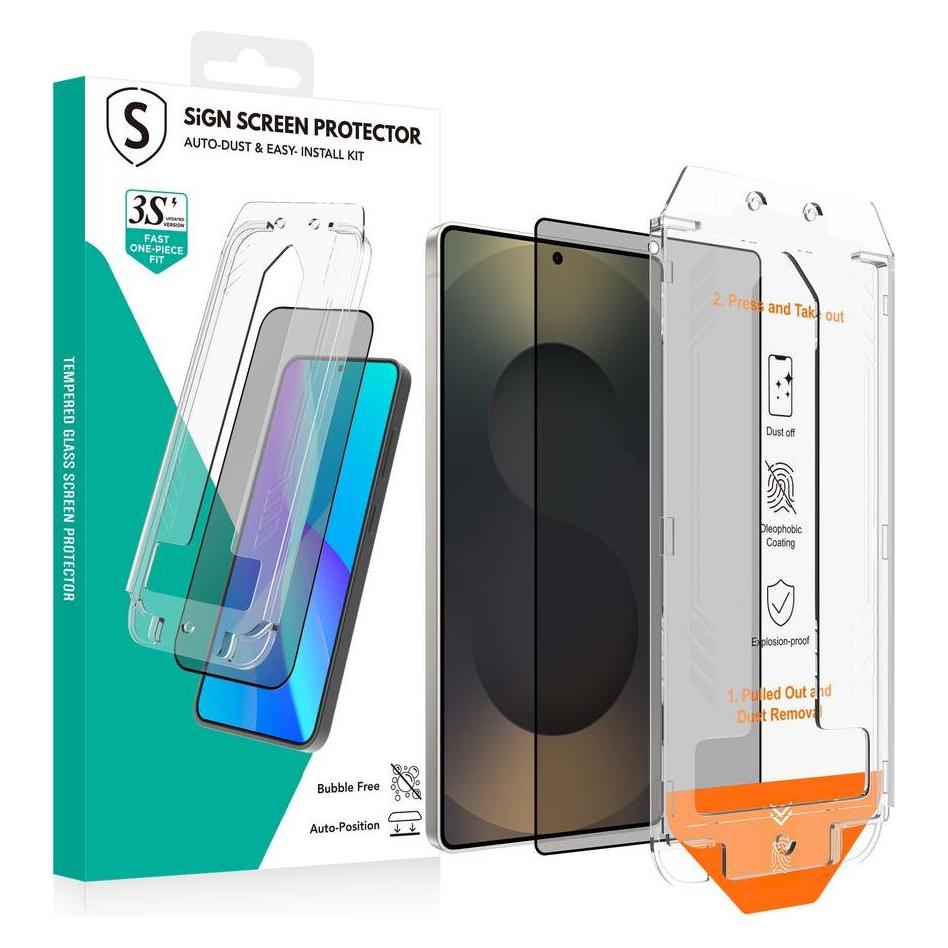 SIGN Full Coverage Screen Protector for Samsung Galaxy S25 with Mounting Frame (Samsung Galaxy S25) (SNTP-S25U)
