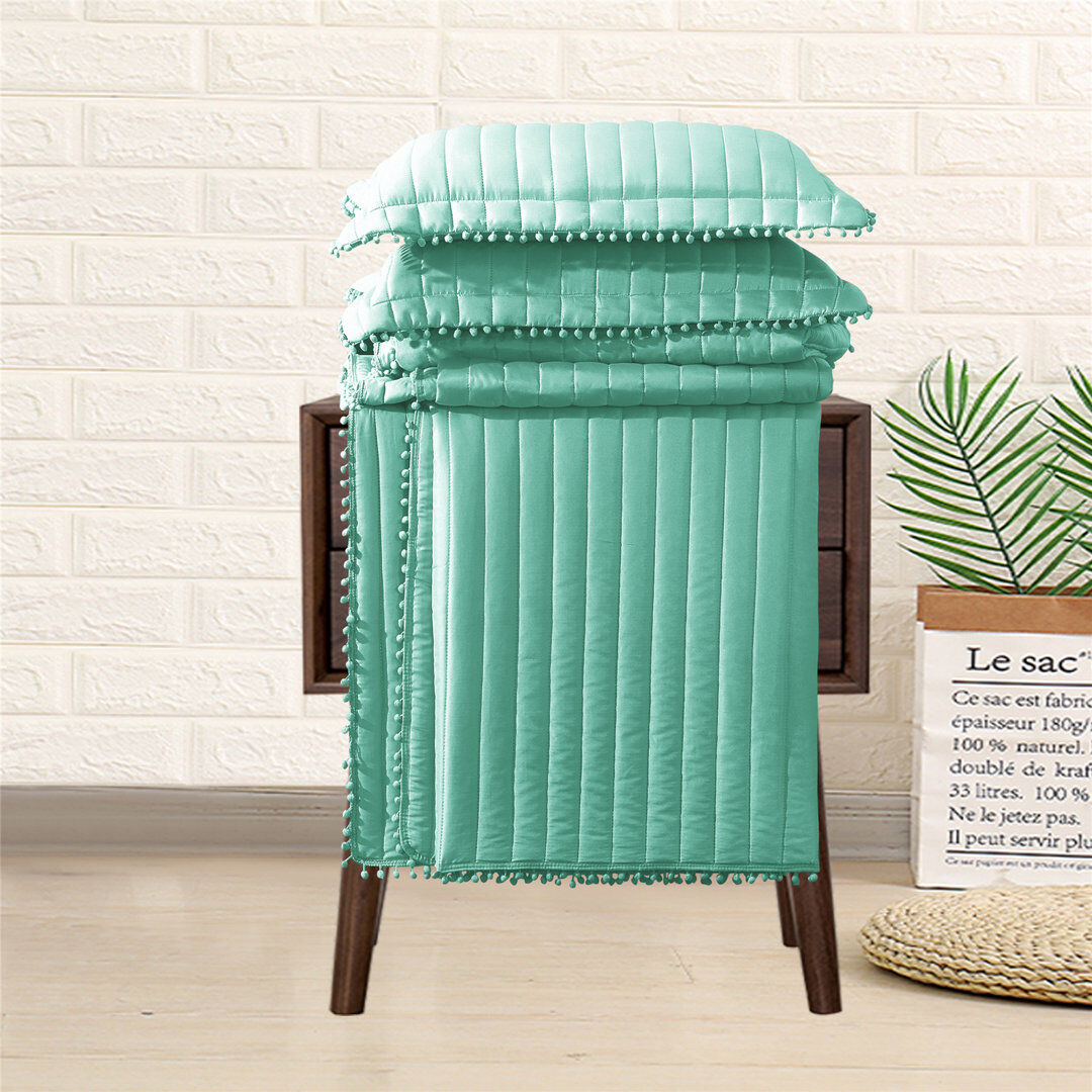 Ebern Designs Willmot Microfibre Bedspread Set Green 270 x 250 cm Bedspread - 2 Pillowcases