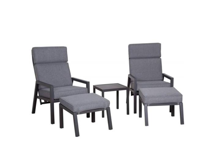 Oregon lounge balkonset - verstelbaar 2 personen aluminium antraciet 5-delig