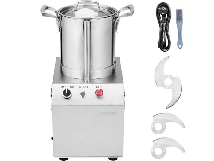 VEVOR Küchenmaschine Gemüsezerkleinerer, 4 L Küchenmaschine aus lebensmittelechtem Edelstahl mit 2 zusätzlichen S-Kurvenklingen, multifunktional zum Zerkleinern von Gemüse Obst Getreide Nüssen