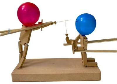 Inspired Finds Balloon Bamboo Man Battle Wooden Party Game For 2 Players Balloon Bamboo Man Battle Wooden Party Game For 2 Players